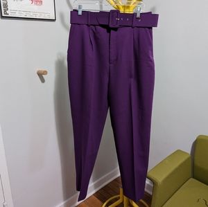 🪻💜 Zara High-Rise Purple Belted Pants Sz L